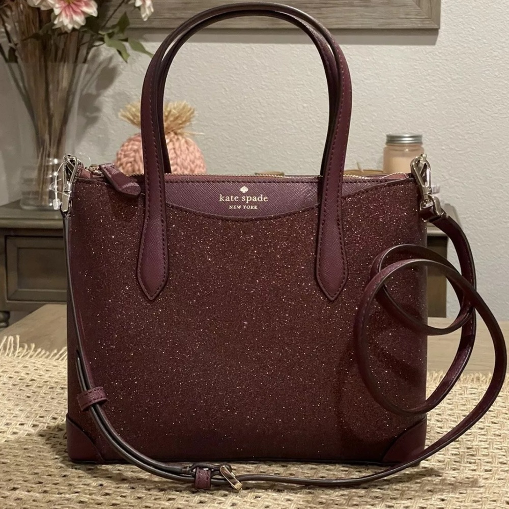 NWT Kate Spade Shimmy Glitter Lola Satchel Crossbody in Deep Nova Christmas Bag